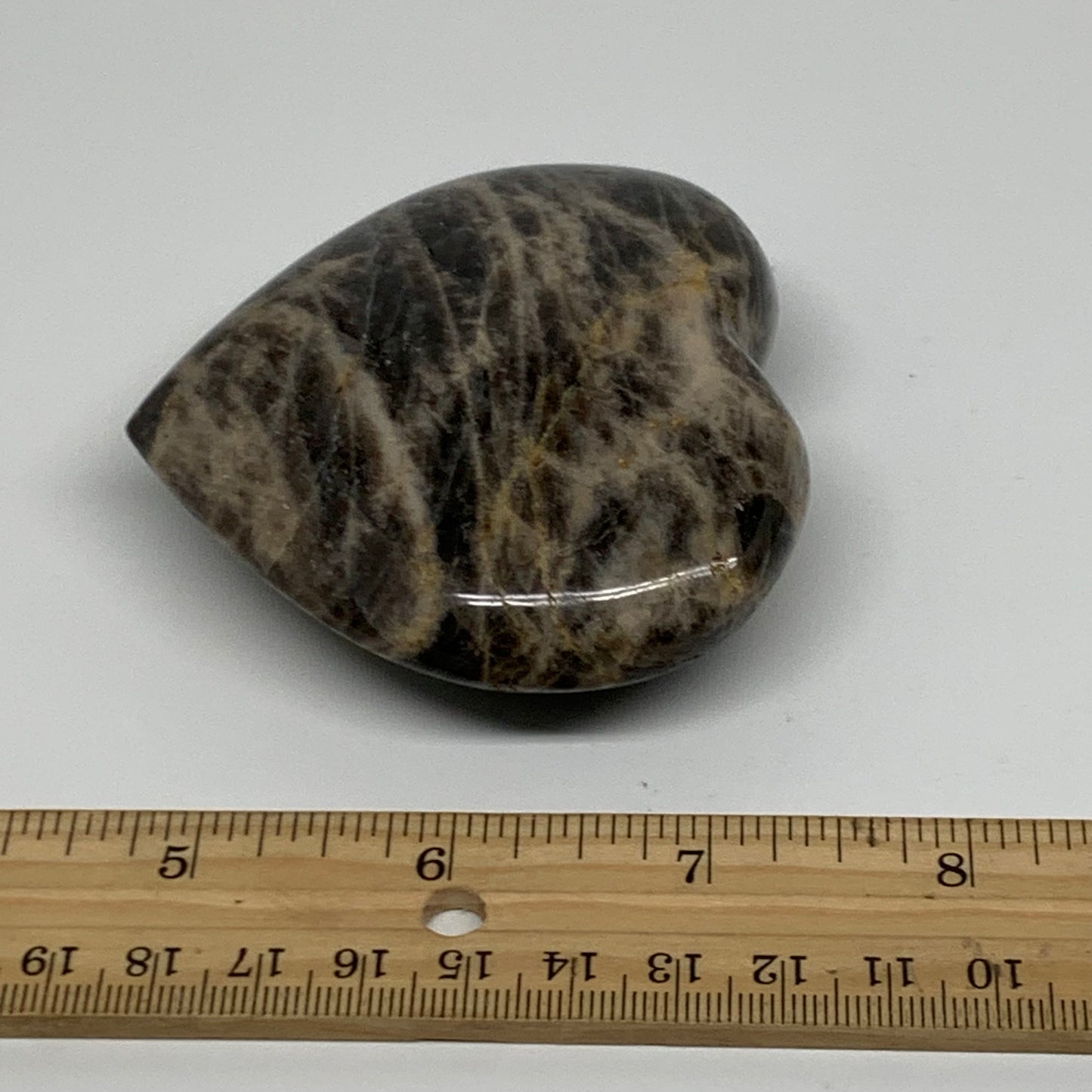 0.4 lbs, 2.8"x3.2"x1", Black Moonstone Heart Polished Crystal Decor, B37853