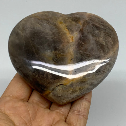 0.69 lbs, 3.3"x2.6"x1.1", Black Moonstone Heart Polished Crystal Decor, B37854