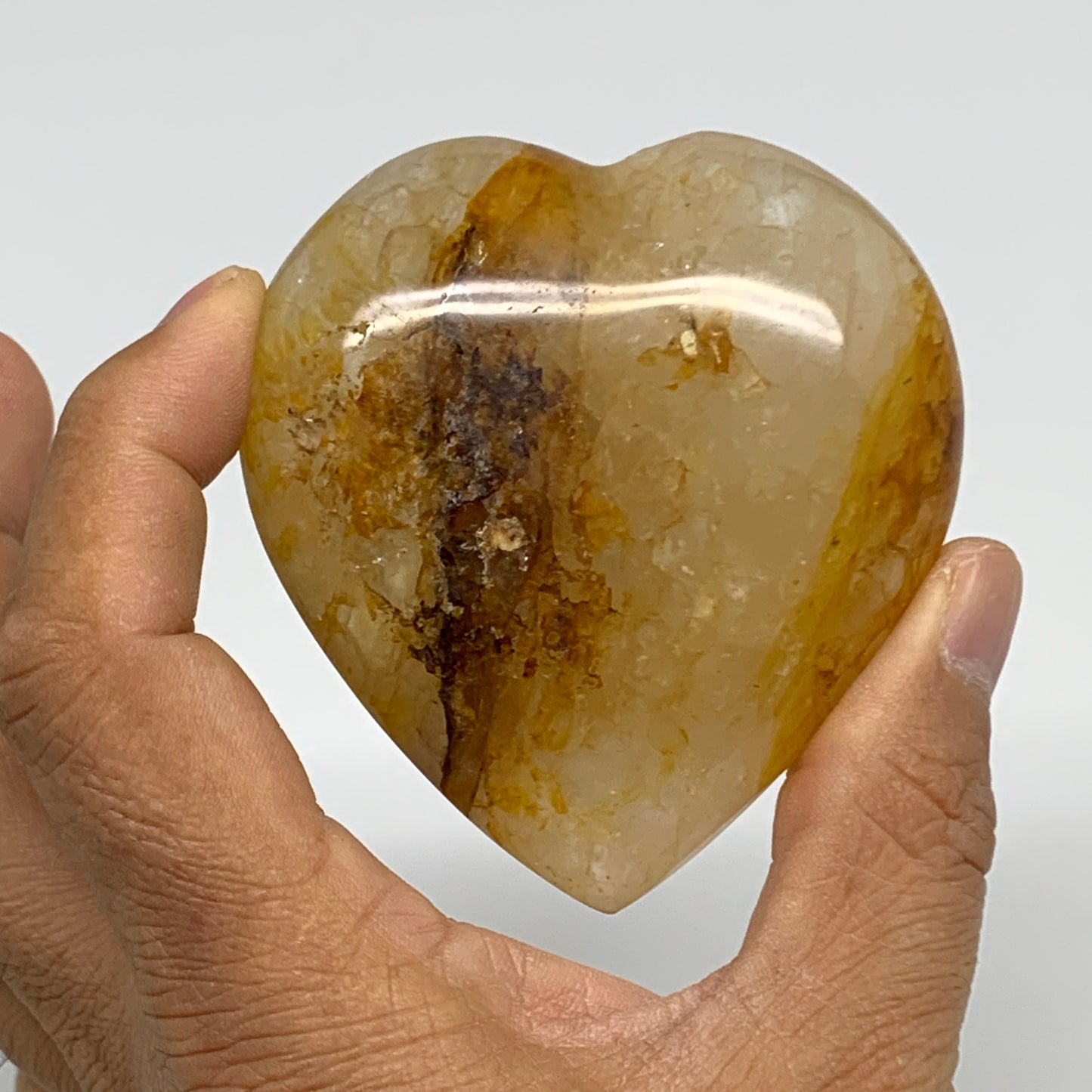 166.2g, 2.8"x2.7"x1" Yellow Healing Quartz Heart Crystal @Madagascar, B30582