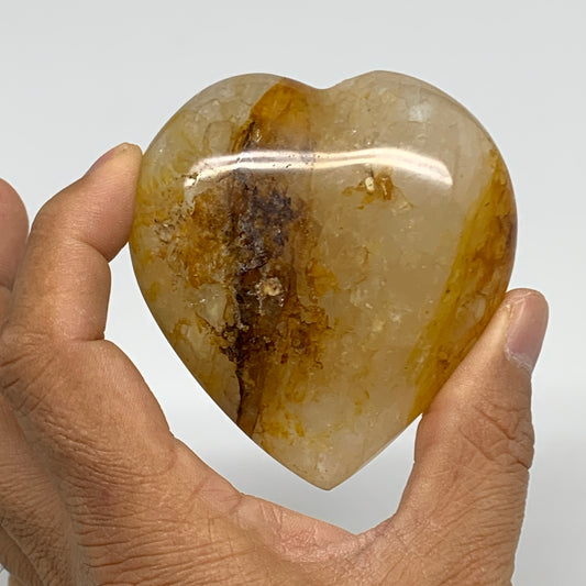166.2g, 2.8"x2.7"x1" Yellow Healing Quartz Heart Crystal @Madagascar, B30582
