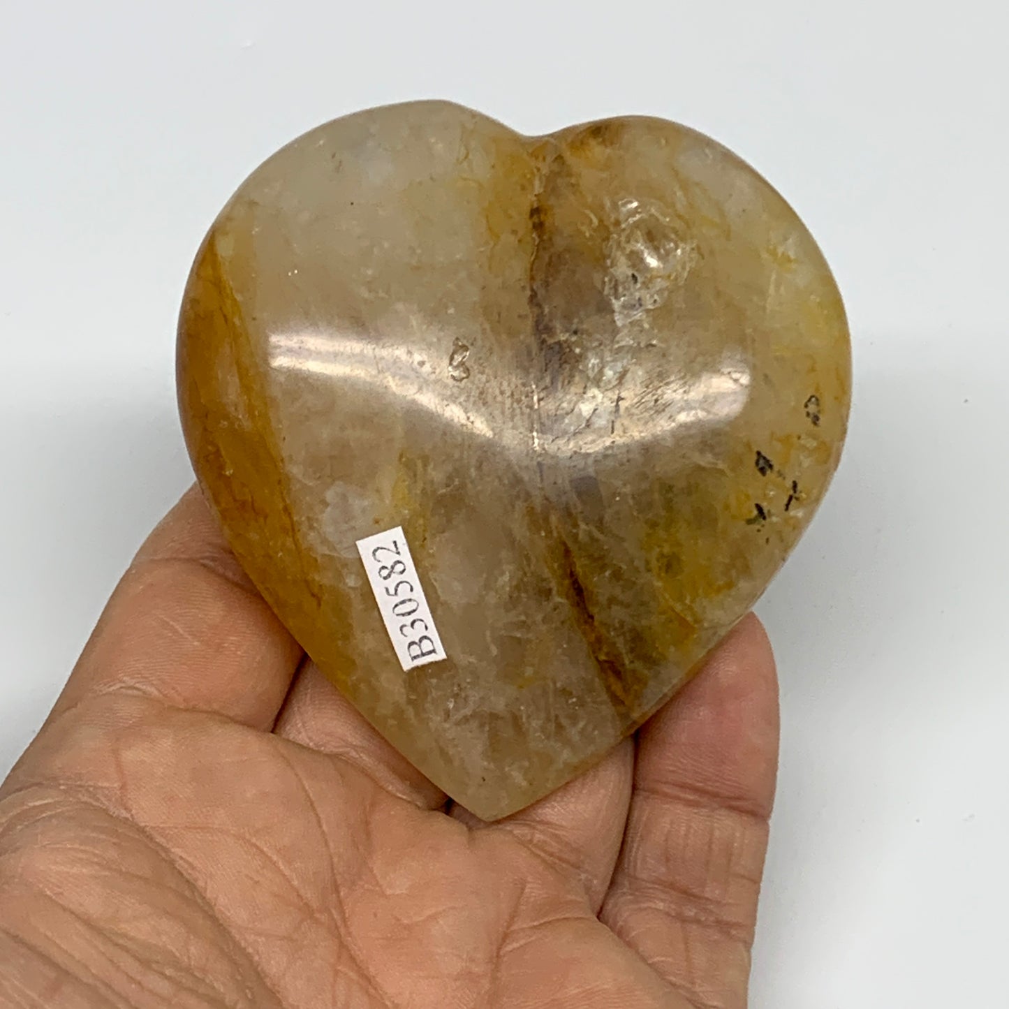 166.2g, 2.8"x2.7"x1" Yellow Healing Quartz Heart Crystal @Madagascar, B30582