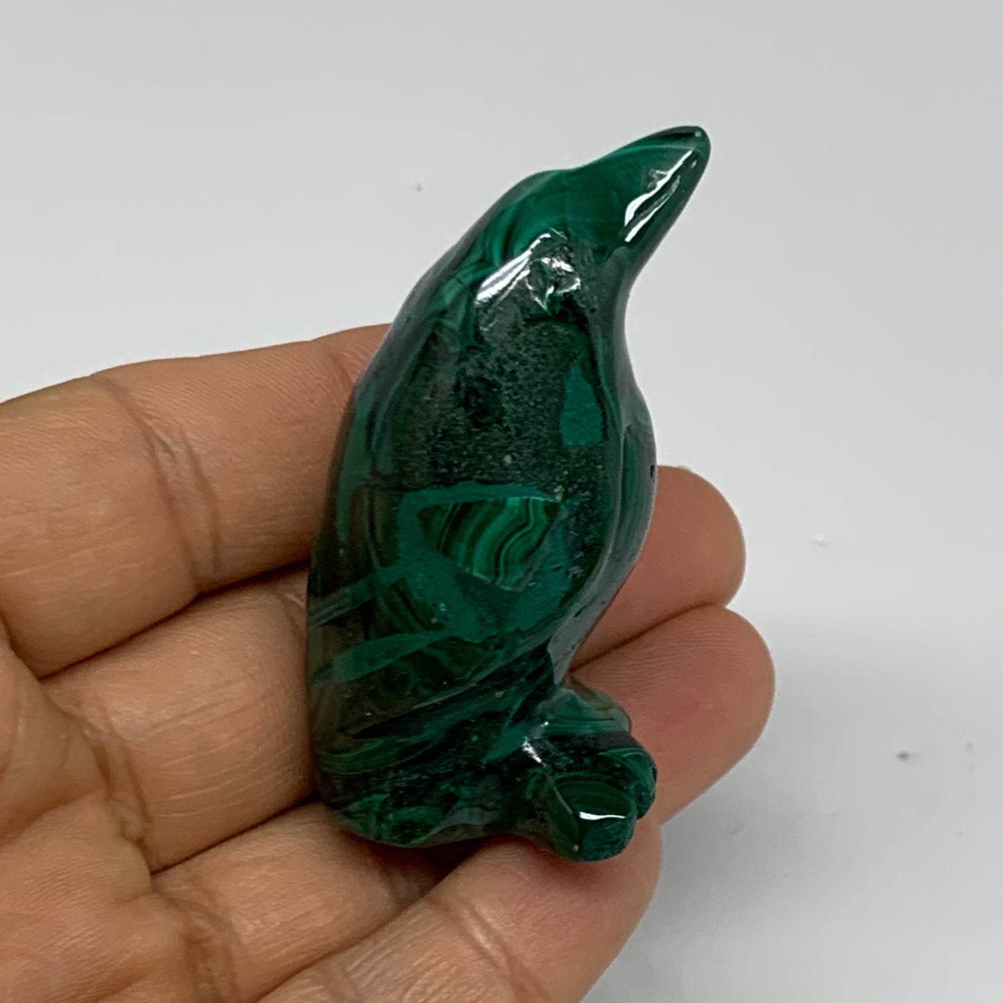 72.9g, 2"x1"x1" Natural Solid Malachite Penguin Figurine @Congo, B32730