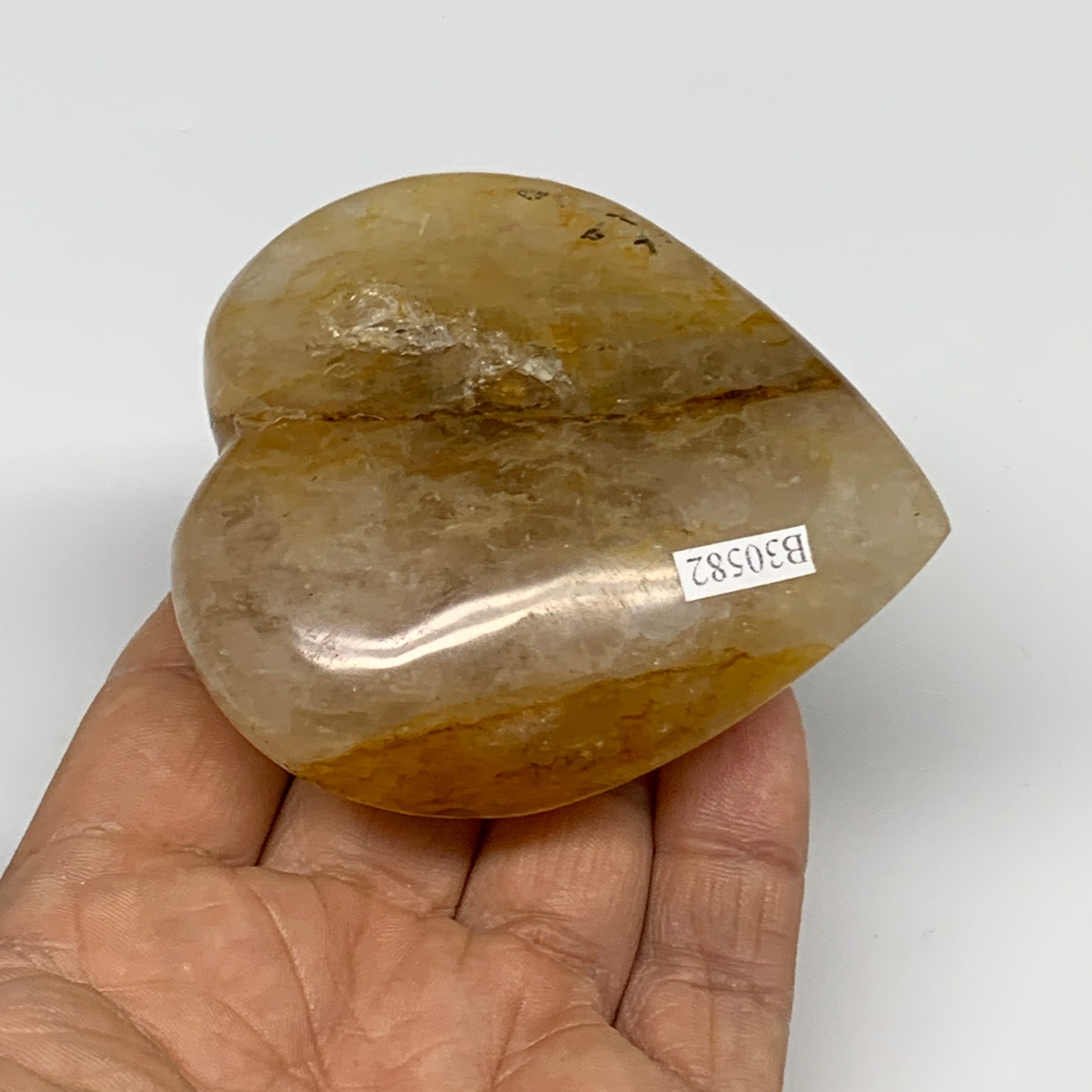 166.2g, 2.8"x2.7"x1" Yellow Healing Quartz Heart Crystal @Madagascar, B30582