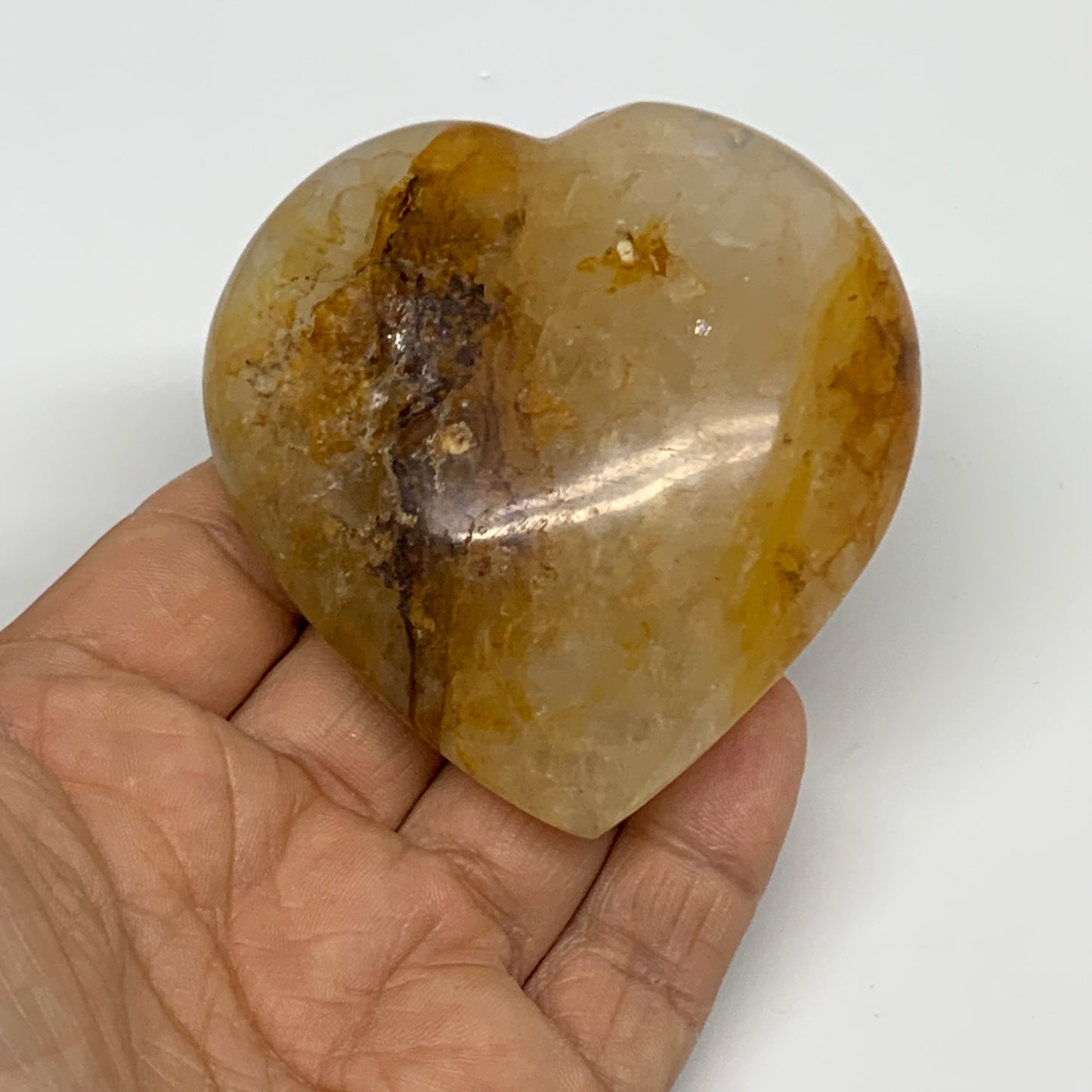 166.2g, 2.8"x2.7"x1" Yellow Healing Quartz Heart Crystal @Madagascar, B30582