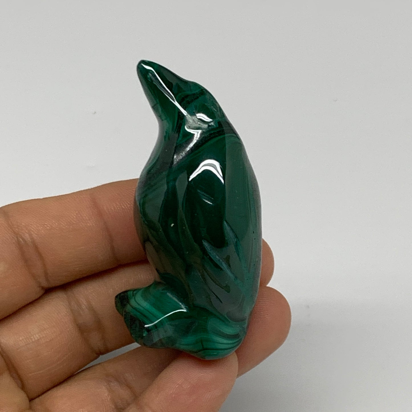 72.9g, 2"x1"x1" Natural Solid Malachite Penguin Figurine @Congo, B32730