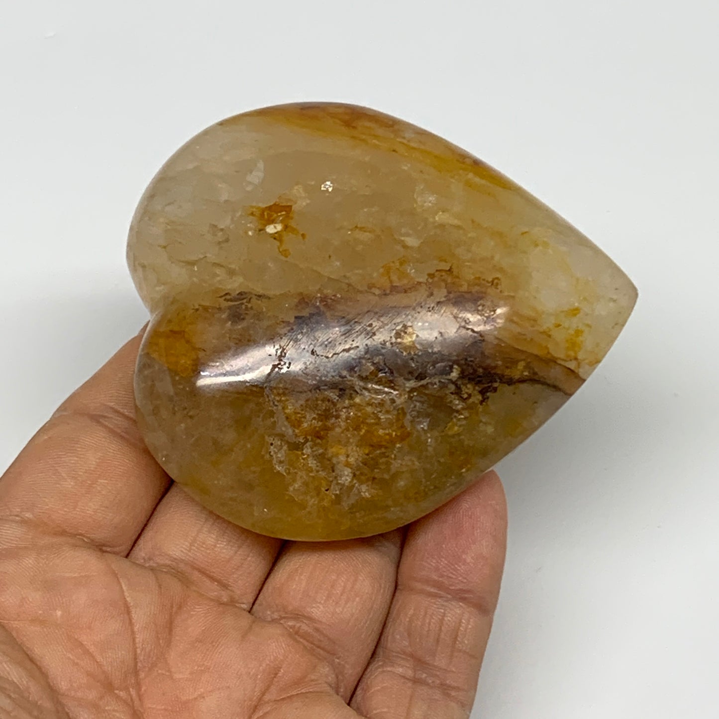 166.2g, 2.8"x2.7"x1" Yellow Healing Quartz Heart Crystal @Madagascar, B30582