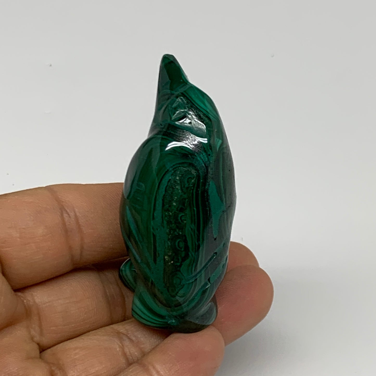 72.9g, 2"x1"x1" Natural Solid Malachite Penguin Figurine @Congo, B32730