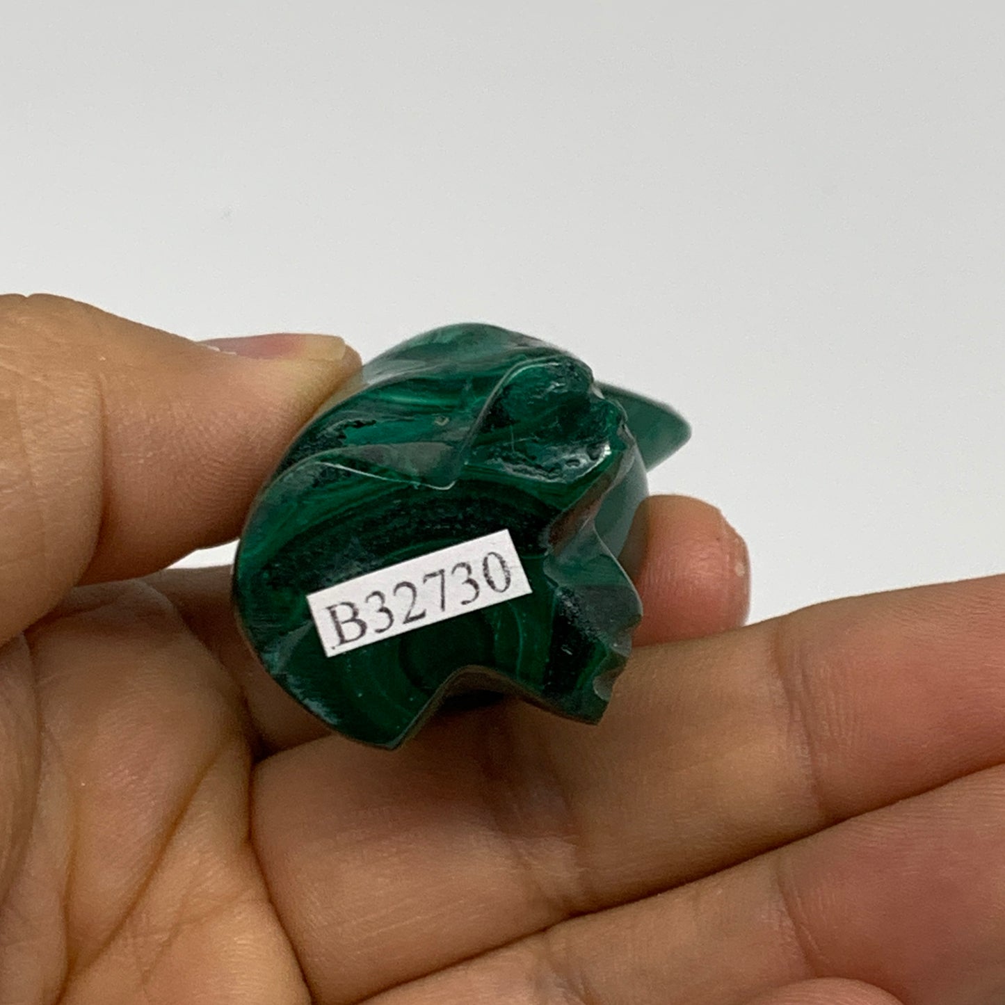 72.9g, 2"x1"x1" Natural Solid Malachite Penguin Figurine @Congo, B32730