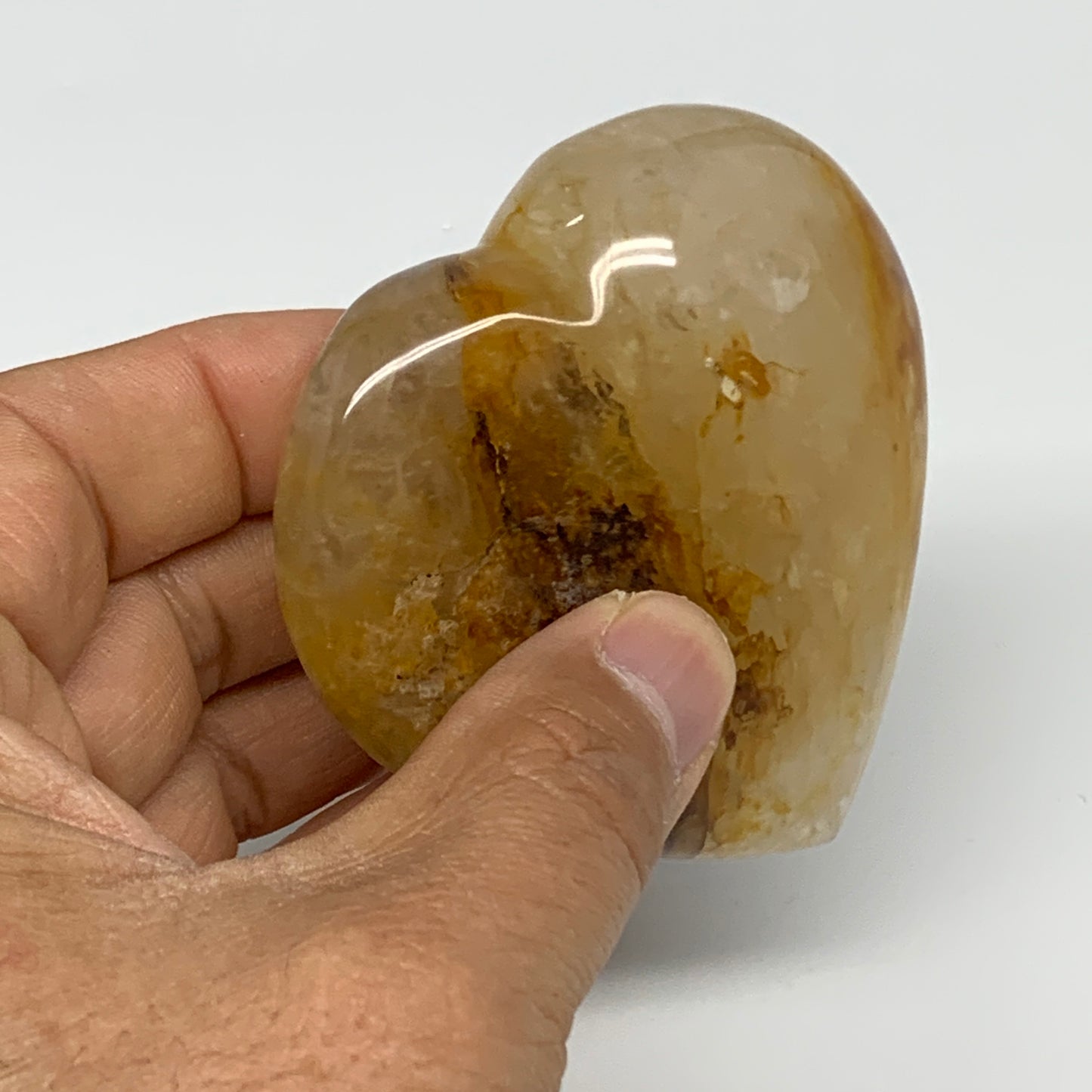 166.2g, 2.8"x2.7"x1" Yellow Healing Quartz Heart Crystal @Madagascar, B30582