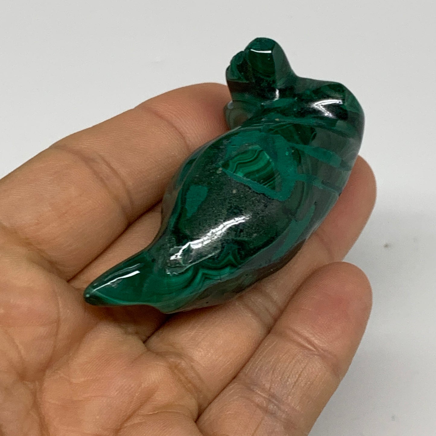 72.9g, 2"x1"x1" Natural Solid Malachite Penguin Figurine @Congo, B32730