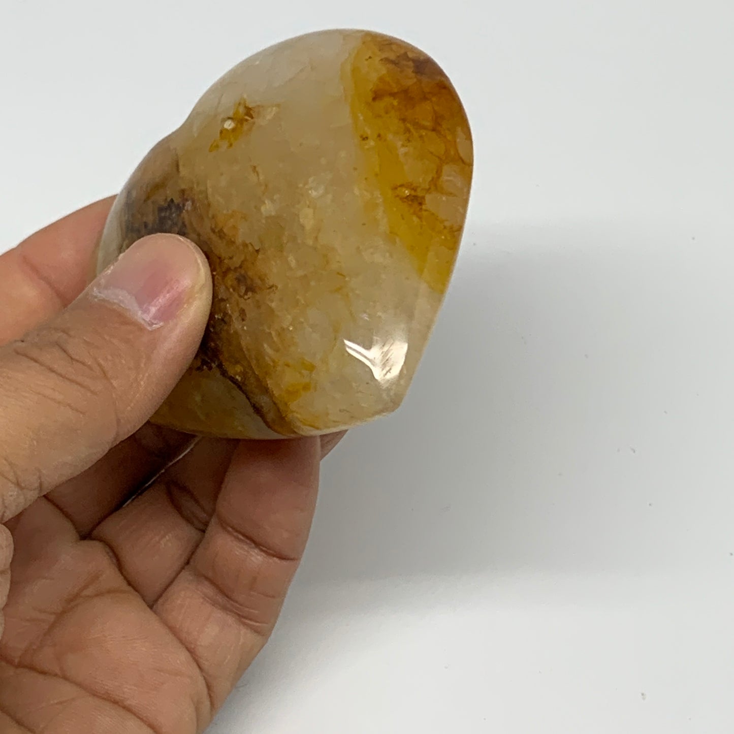 166.2g, 2.8"x2.7"x1" Yellow Healing Quartz Heart Crystal @Madagascar, B30582