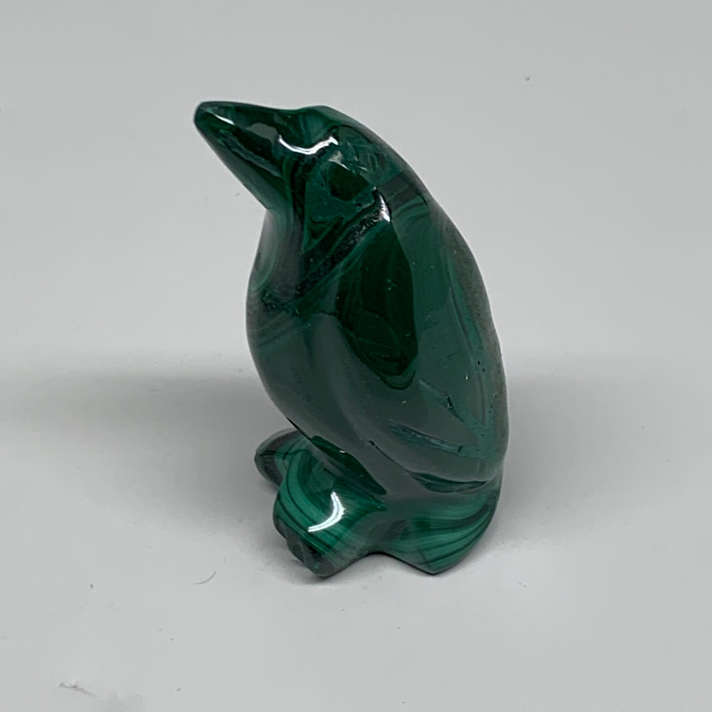 72.9g, 2"x1"x1" Natural Solid Malachite Penguin Figurine @Congo, B32730