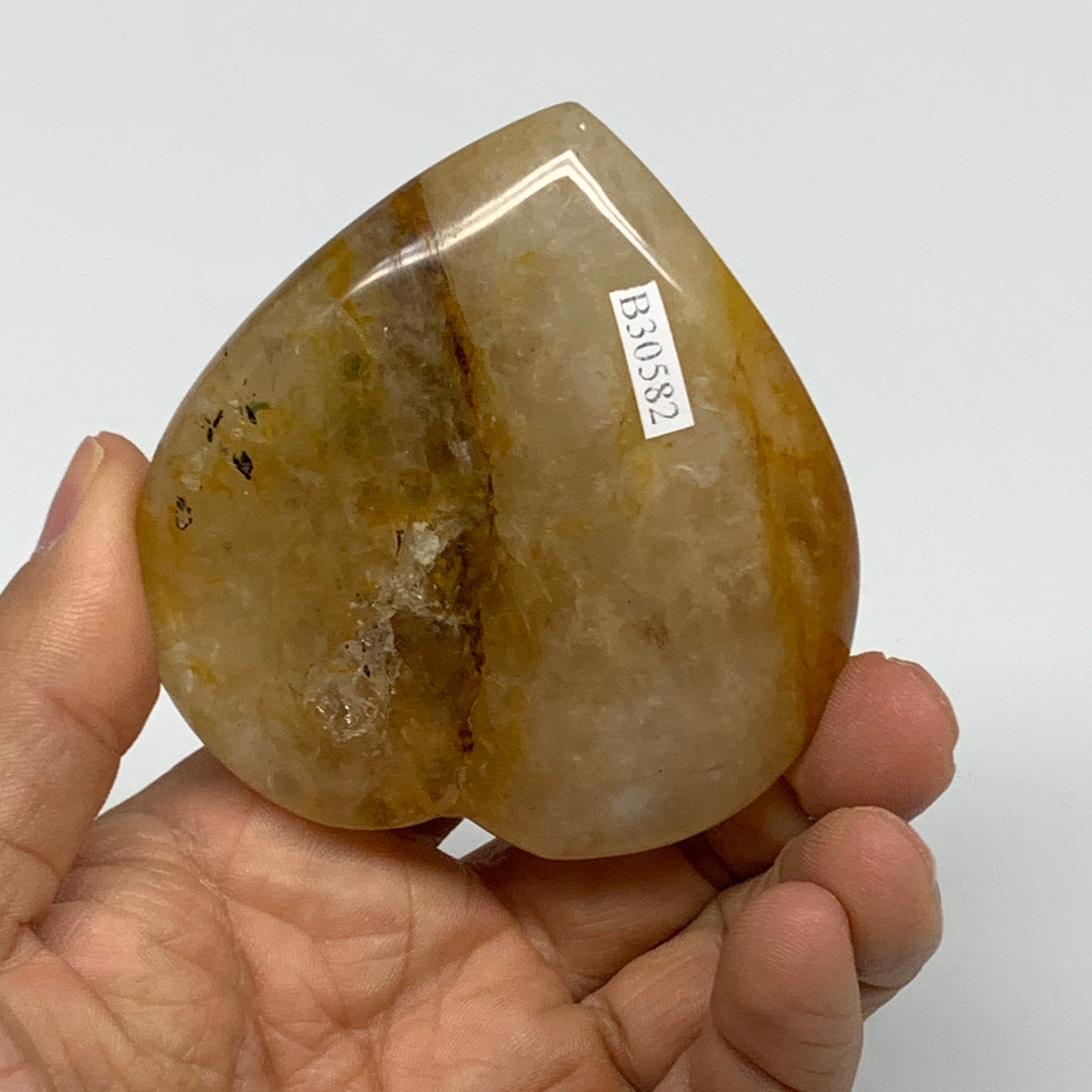 166.2g, 2.8"x2.7"x1" Yellow Healing Quartz Heart Crystal @Madagascar, B30582