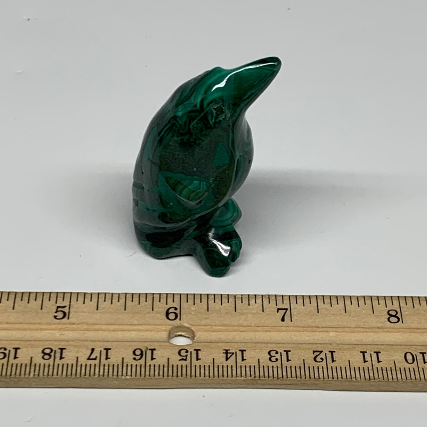 72.9g, 2"x1"x1" Natural Solid Malachite Penguin Figurine @Congo, B32730