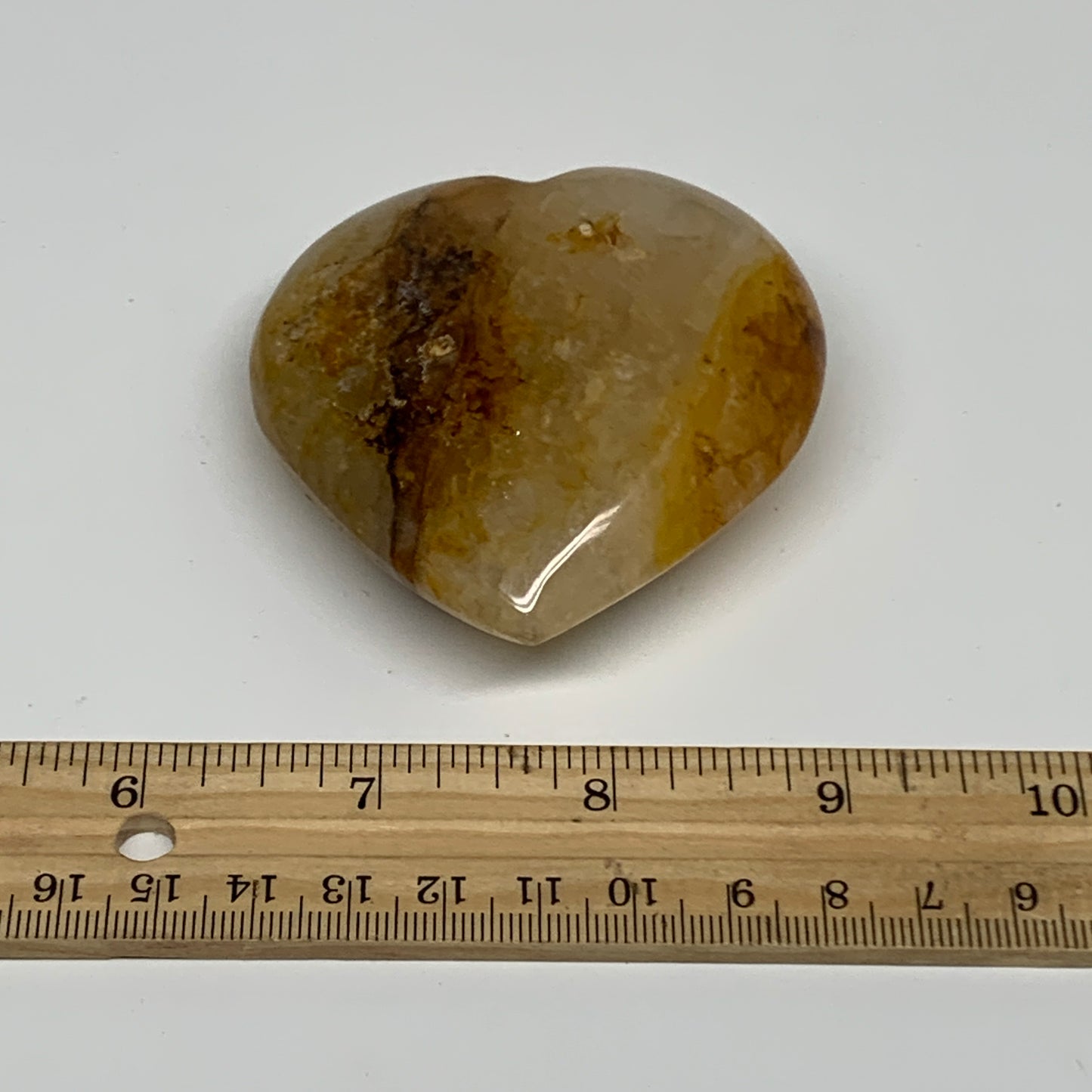 166.2g, 2.8"x2.7"x1" Yellow Healing Quartz Heart Crystal @Madagascar, B30582