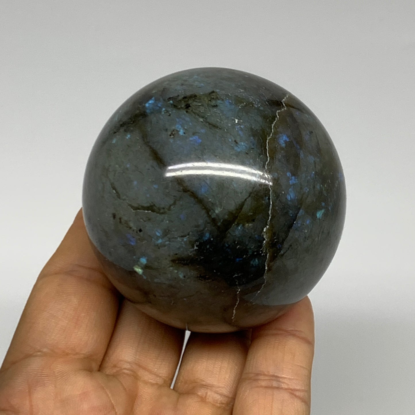 309.5g, 2.4"(60mm), Labradorite Sphere Gemstone,Crystal @Madagascar, B29874