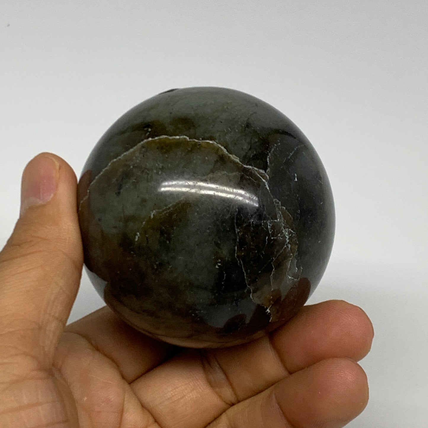 309.5g, 2.4"(60mm), Labradorite Sphere Gemstone,Crystal @Madagascar, B29874
