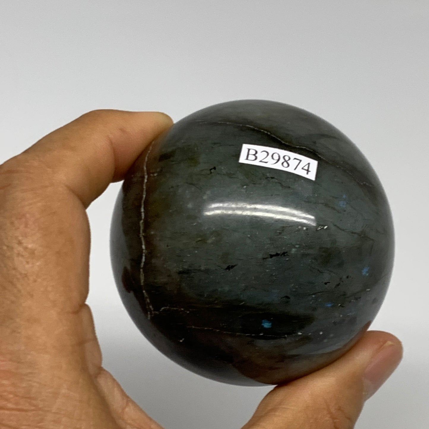 309.5g, 2.4"(60mm), Labradorite Sphere Gemstone,Crystal @Madagascar, B29874
