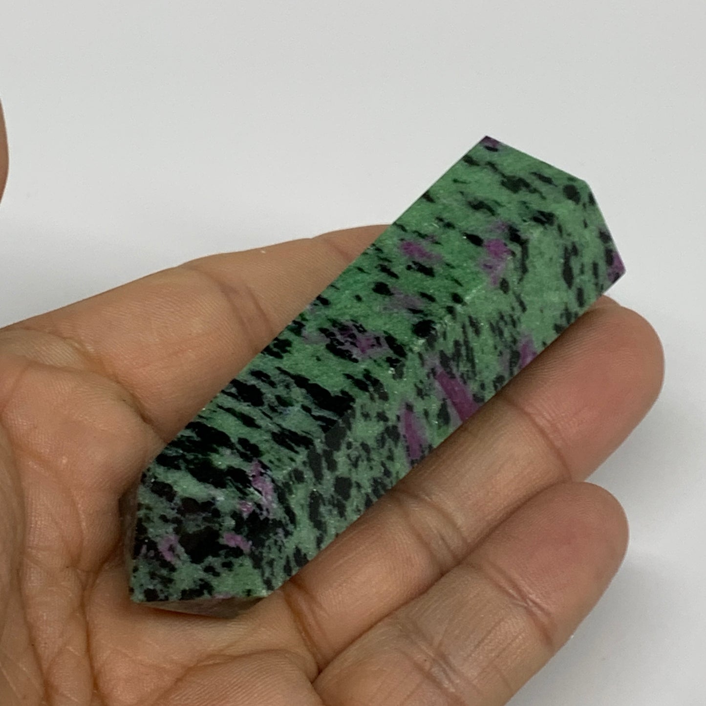 88.4g, 2.9"x0.9", Natural Ruby Zoisite Tower Point Obelisk @India, B31424