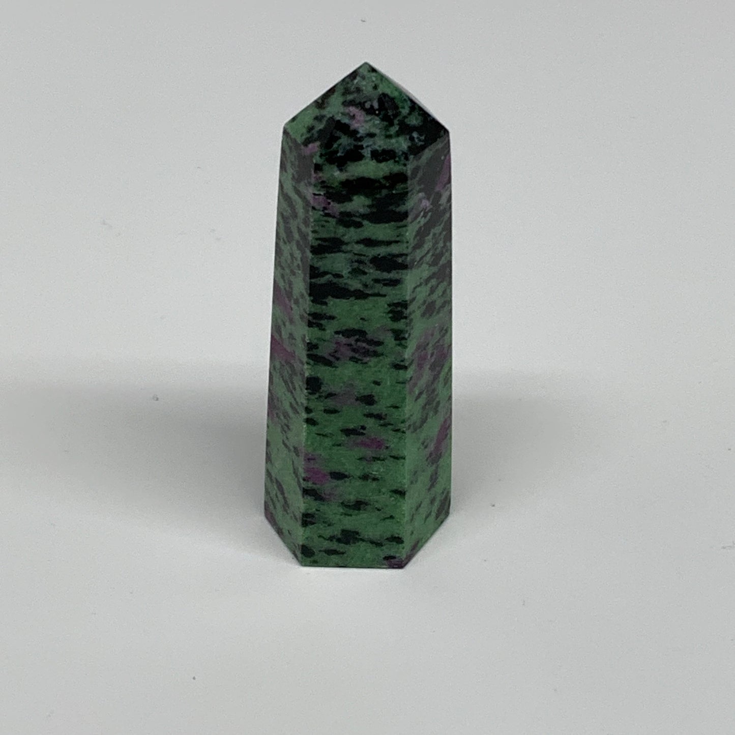 88.4g, 2.9"x0.9", Natural Ruby Zoisite Tower Point Obelisk @India, B31424