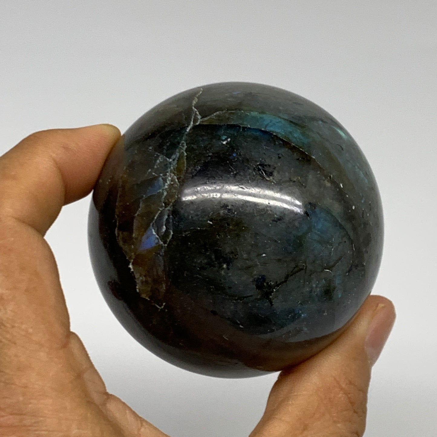 309.5g, 2.4"(60mm), Labradorite Sphere Gemstone,Crystal @Madagascar, B29874