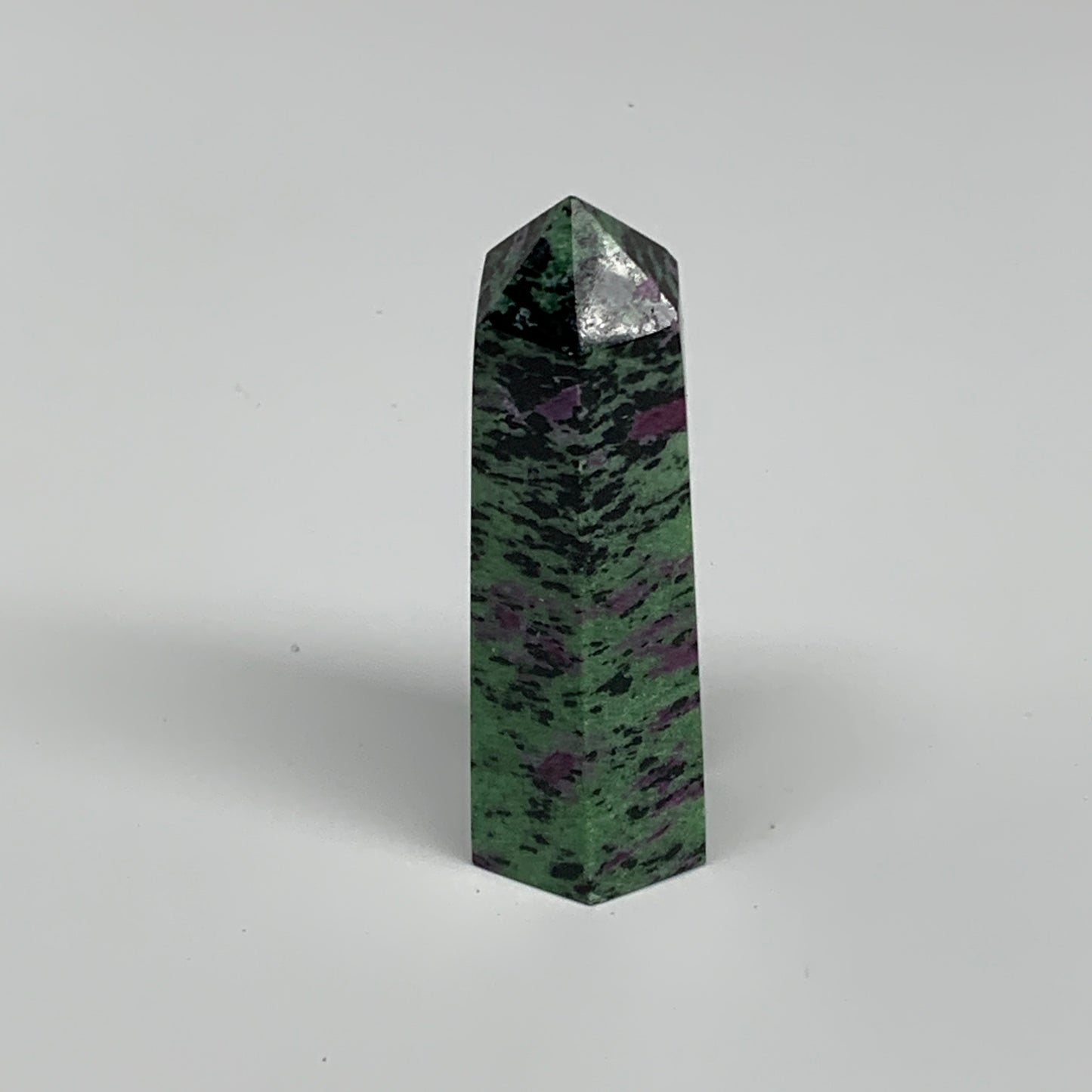 88.4g, 2.9"x0.9", Natural Ruby Zoisite Tower Point Obelisk @India, B31424