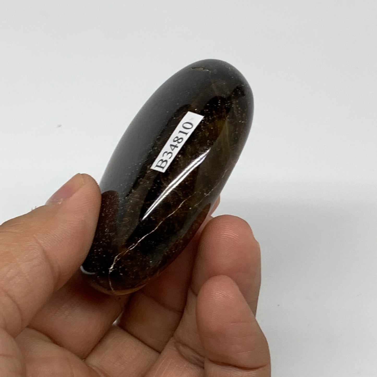 92.8g, 2.4"x1.8"x0.8", Natural Tiger's Eye Palm-Stone Polished, B34810