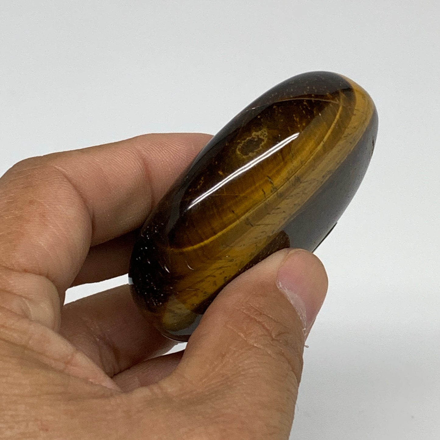 92.8g, 2.4"x1.8"x0.8", Natural Tiger's Eye Palm-Stone Polished, B34810