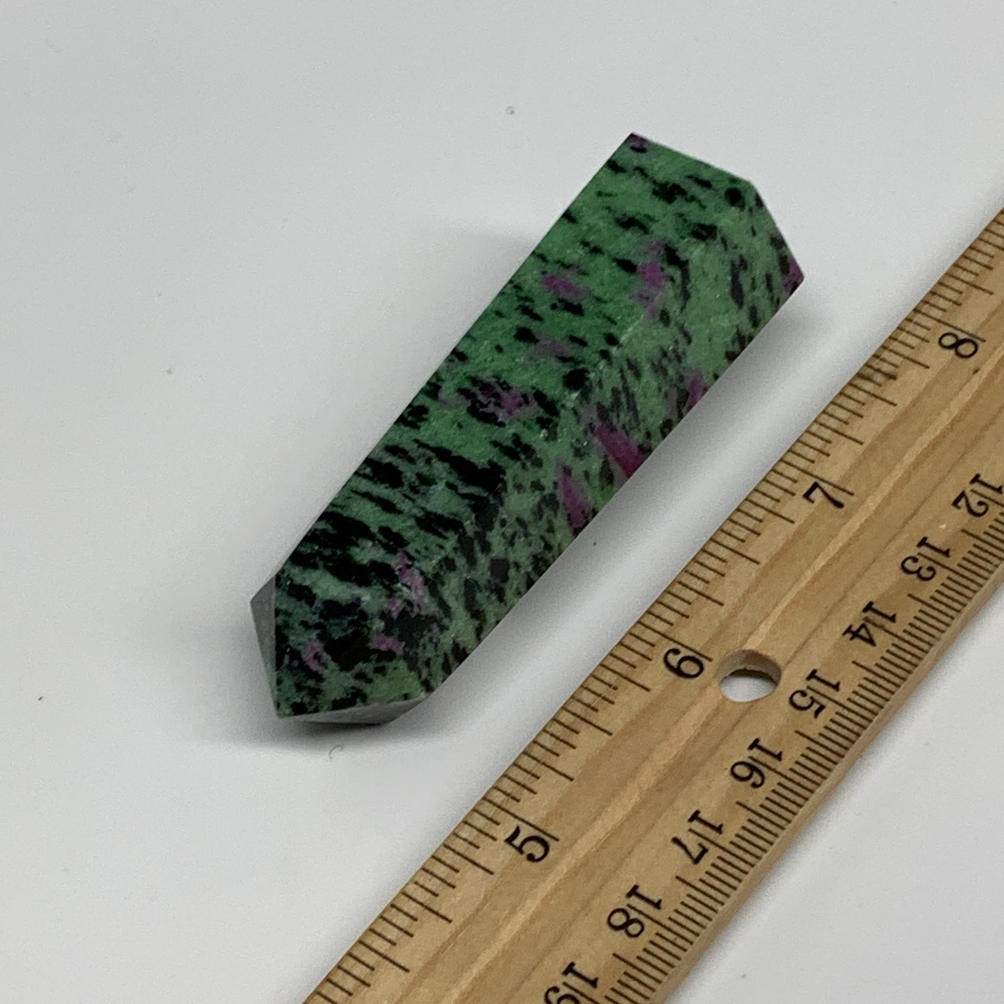 88.4g, 2.9"x0.9", Natural Ruby Zoisite Tower Point Obelisk @India, B31424