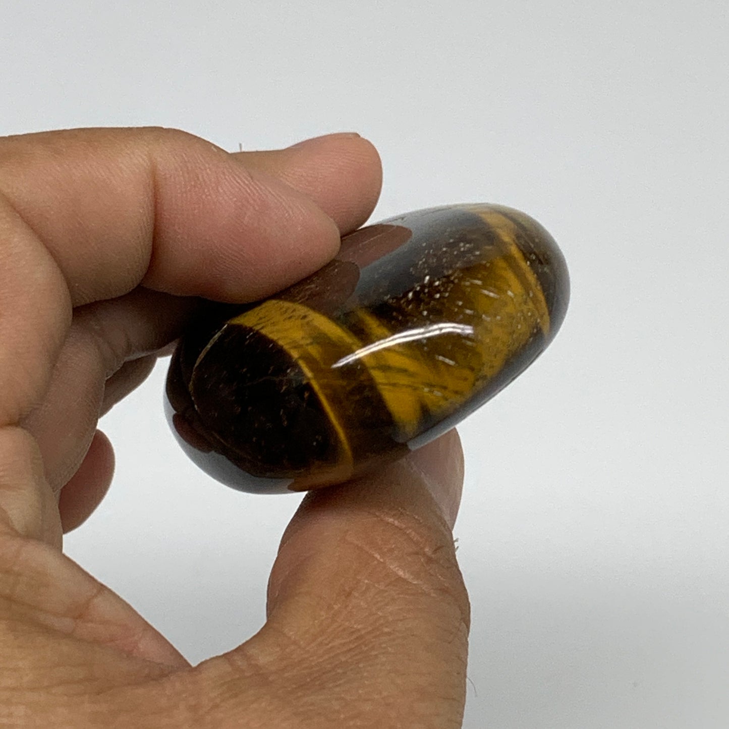 92.8g, 2.4"x1.8"x0.8", Natural Tiger's Eye Palm-Stone Polished, B34810