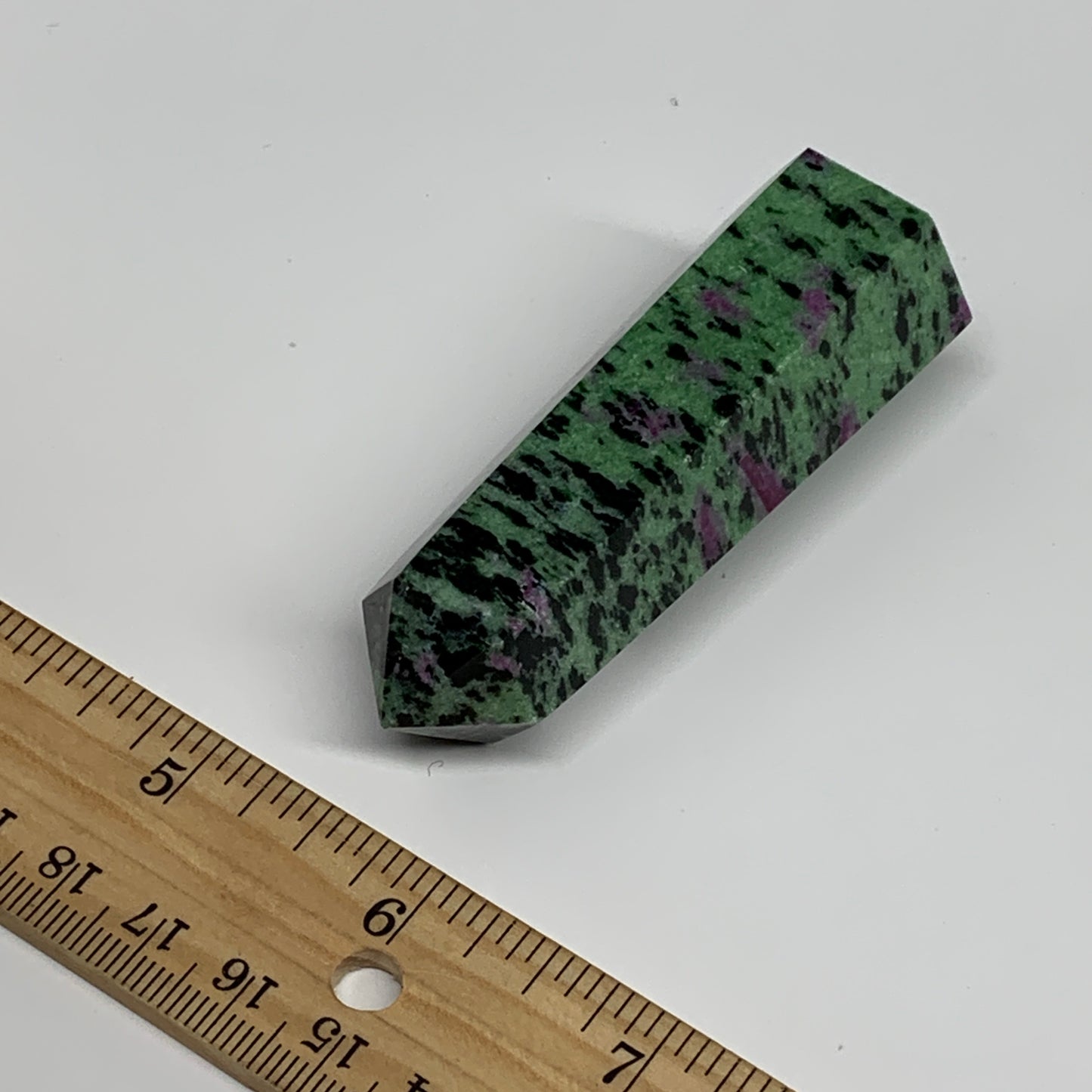 88.4g, 2.9"x0.9", Natural Ruby Zoisite Tower Point Obelisk @India, B31424