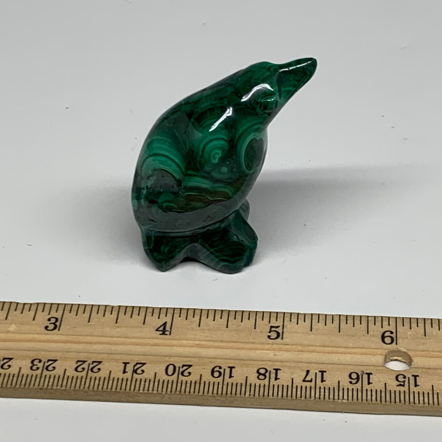 84.5g, 2"x1.1"x1" Natural Solid Malachite Penguin Figurine @Congo, B32731