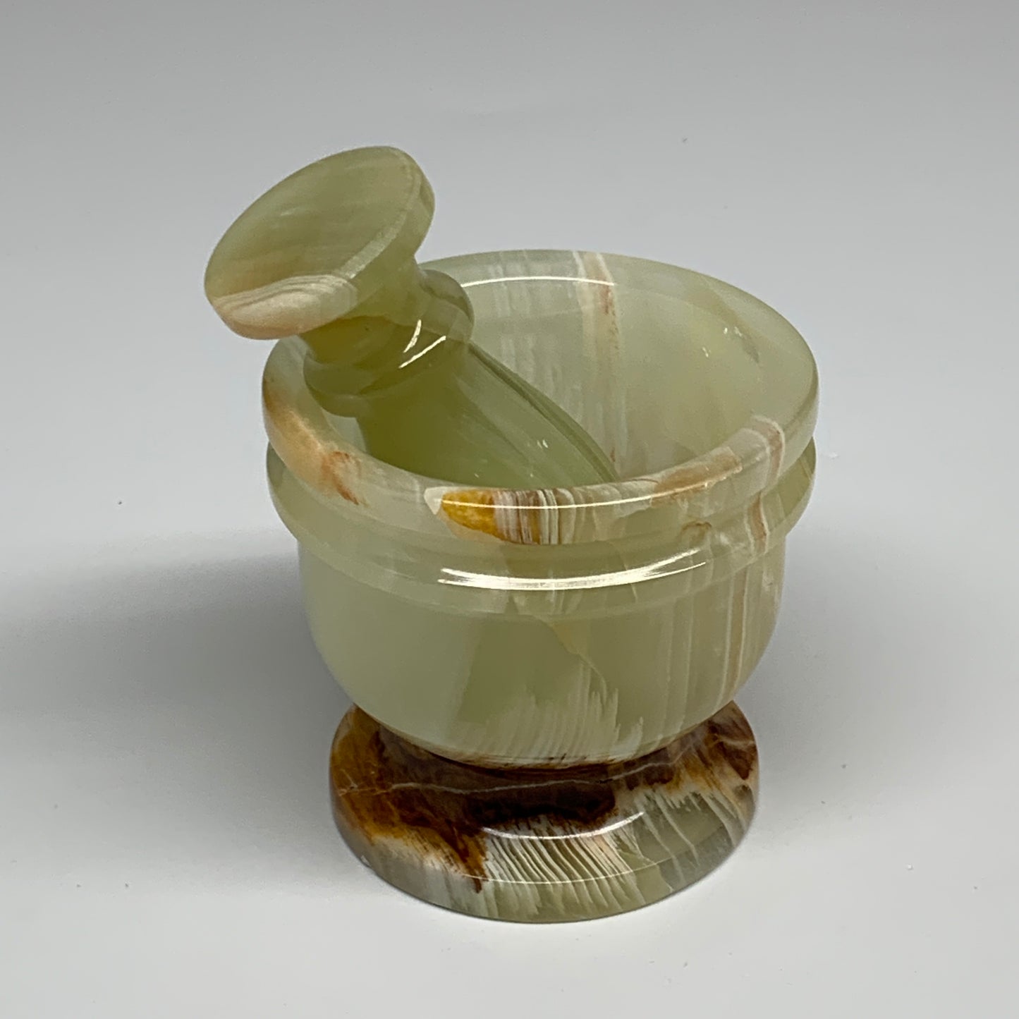 460g,  2.8"x3", Natural Green Onyx Crystal Pestle and Mortar Handmade, B32057