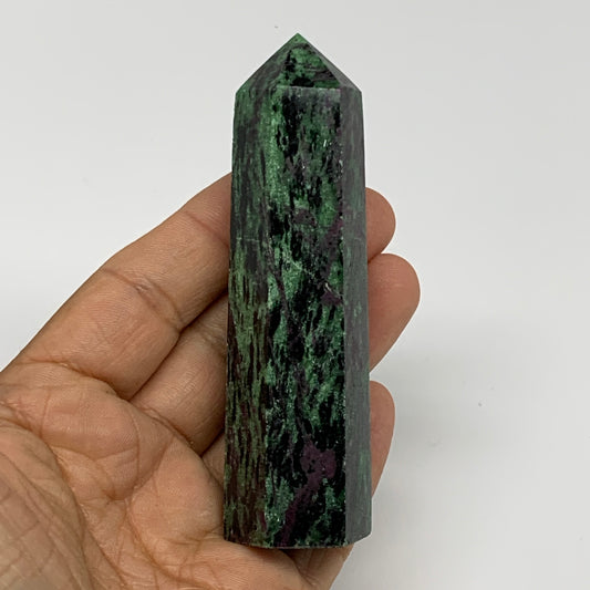 135.3g, 3.7"x1", Natural Ruby Zoisite Tower Point Obelisk @India, B31425