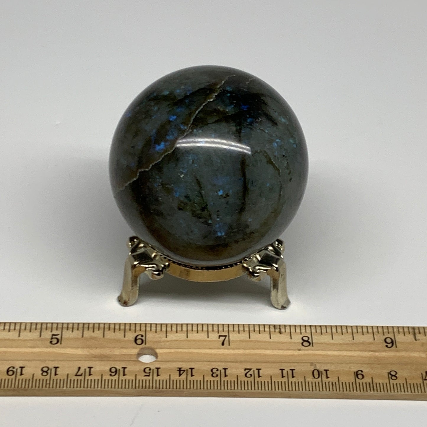 309.5g, 2.4"(60mm), Labradorite Sphere Gemstone,Crystal @Madagascar, B29874