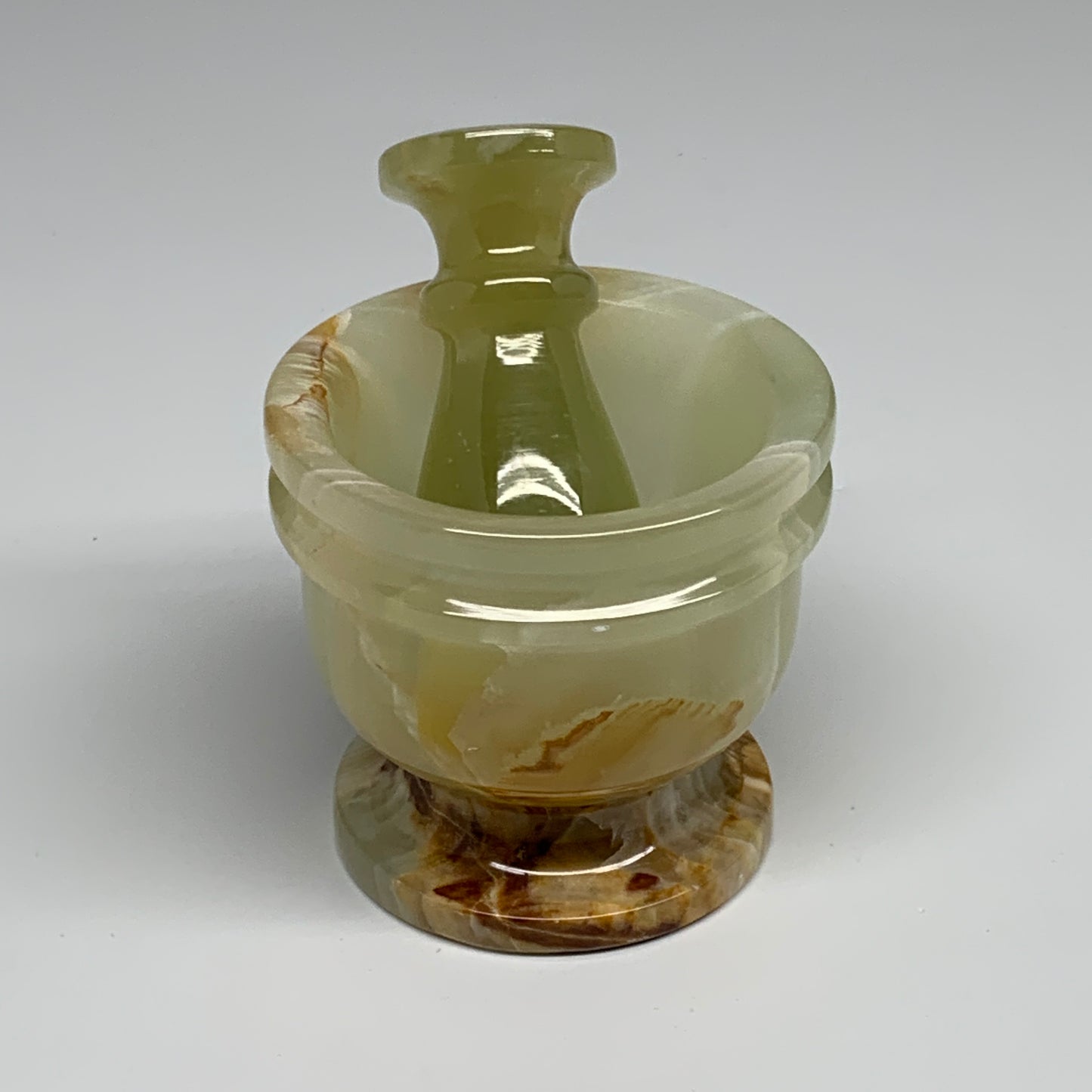 460g,  2.8"x3", Natural Green Onyx Crystal Pestle and Mortar Handmade, B32057