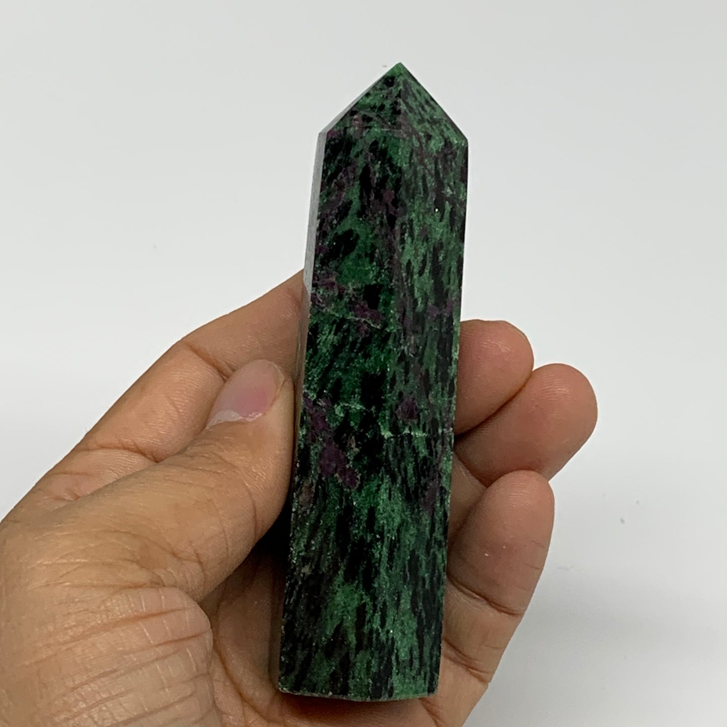 135.3g, 3.7"x1", Natural Ruby Zoisite Tower Point Obelisk @India, B31425