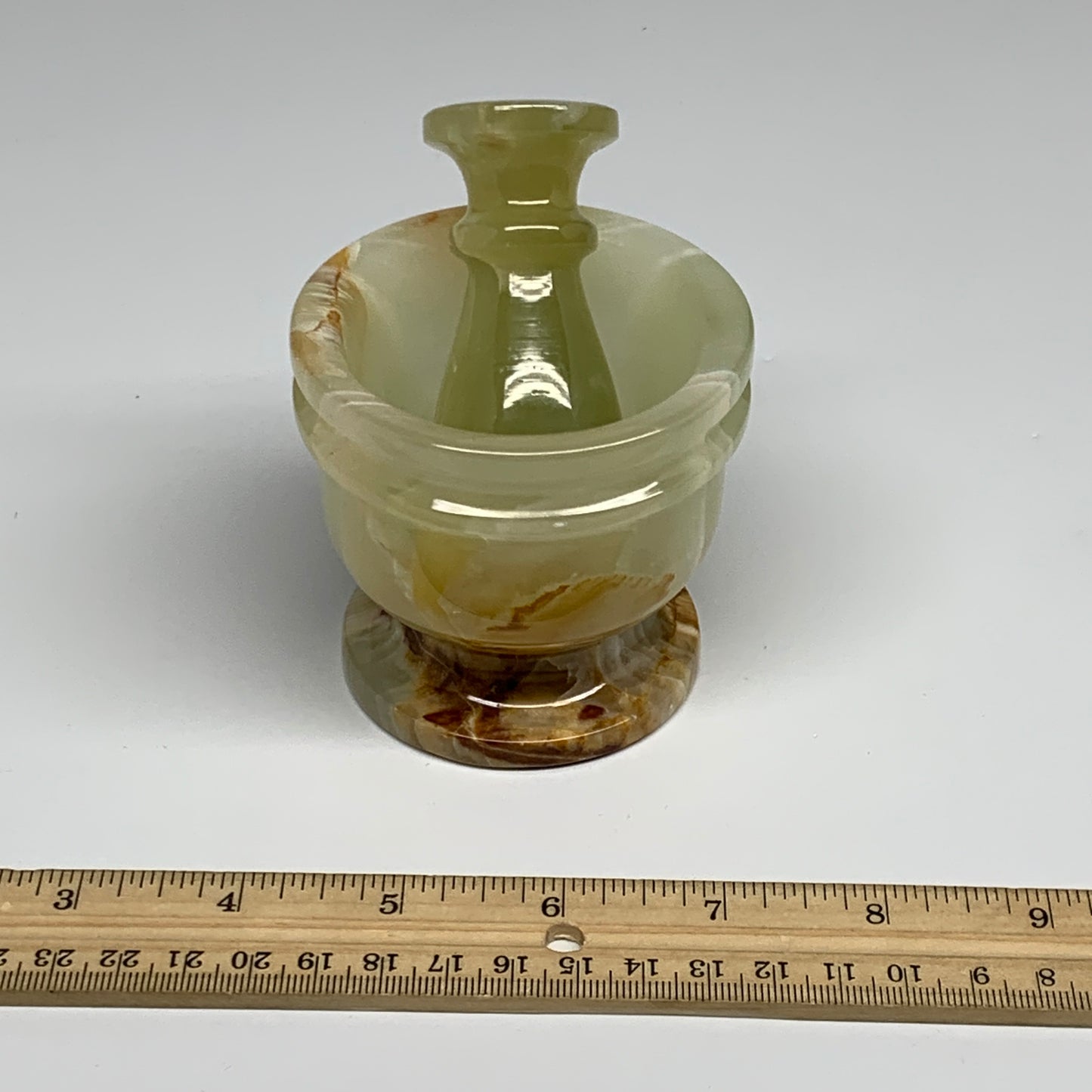 460g,  2.8"x3", Natural Green Onyx Crystal Pestle and Mortar Handmade, B32057