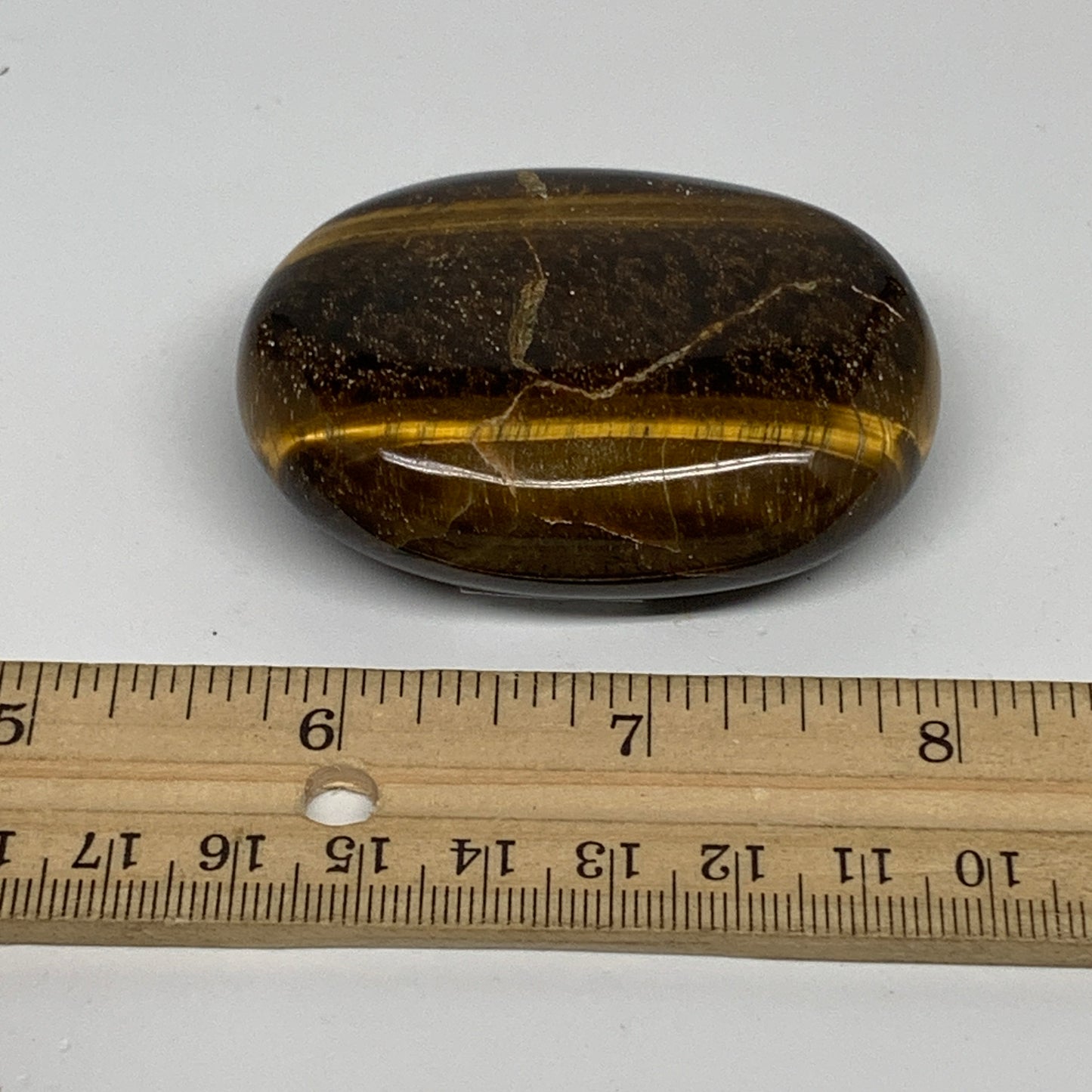 92.8g, 2.4"x1.8"x0.8", Natural Tiger's Eye Palm-Stone Polished, B34810