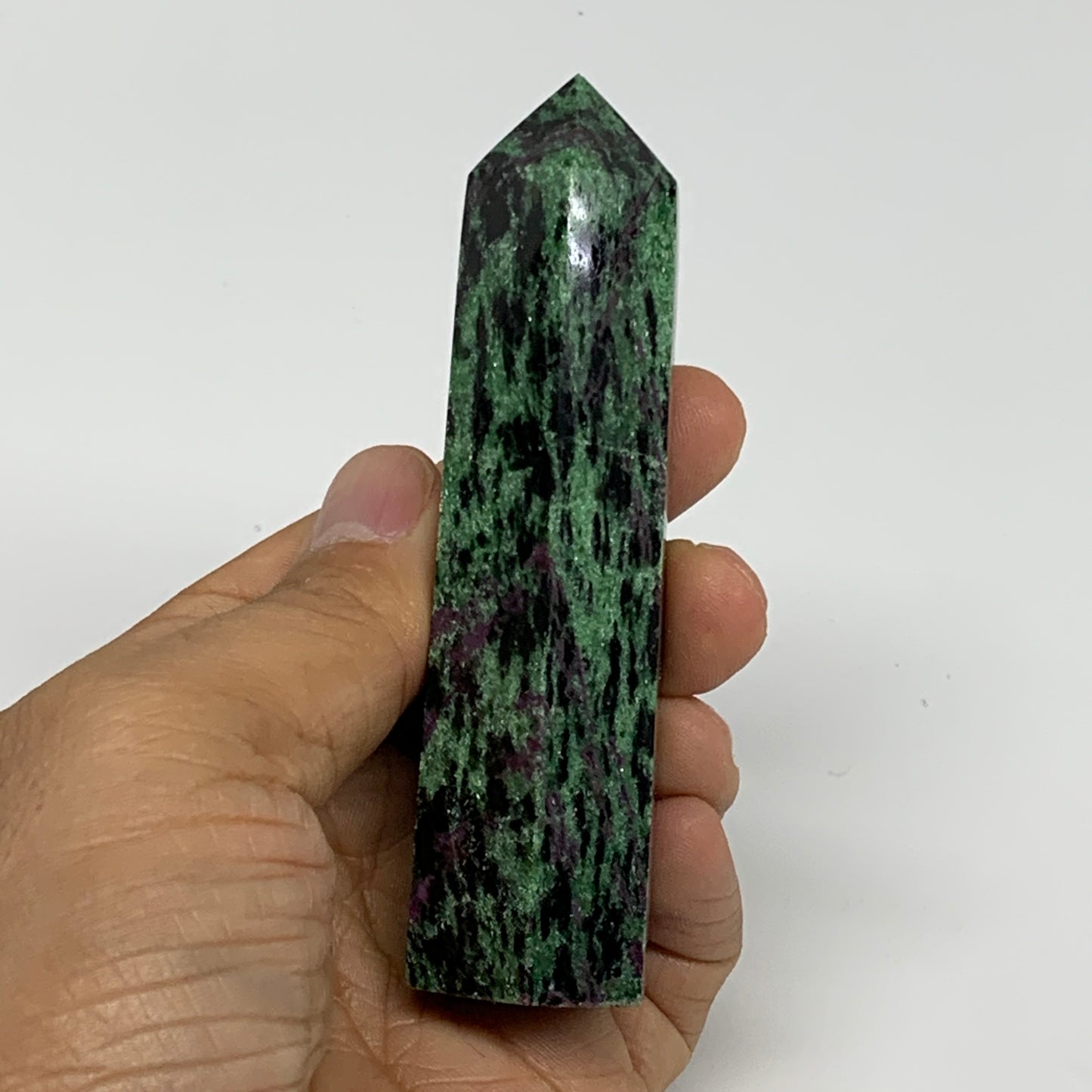 135.3g, 3.7"x1", Natural Ruby Zoisite Tower Point Obelisk @India, B31425
