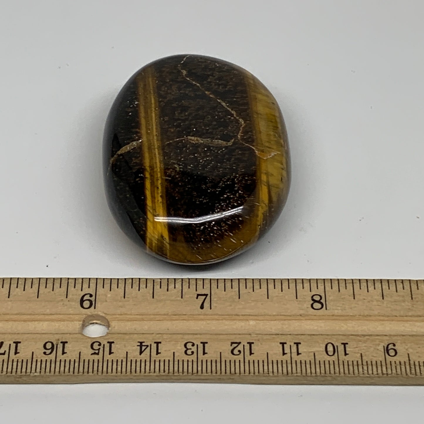 92.8g, 2.4"x1.8"x0.8", Natural Tiger's Eye Palm-Stone Polished, B34810