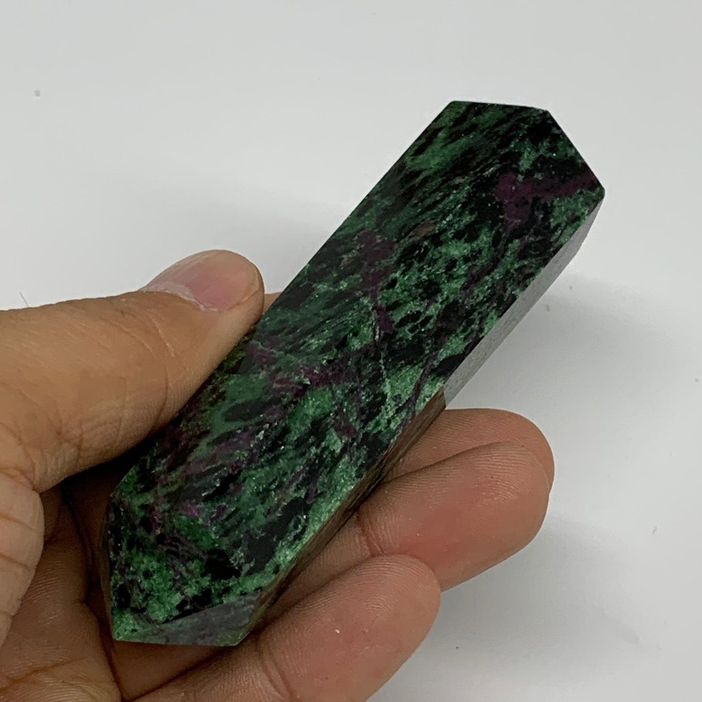 135.3g, 3.7"x1", Natural Ruby Zoisite Tower Point Obelisk @India, B31425