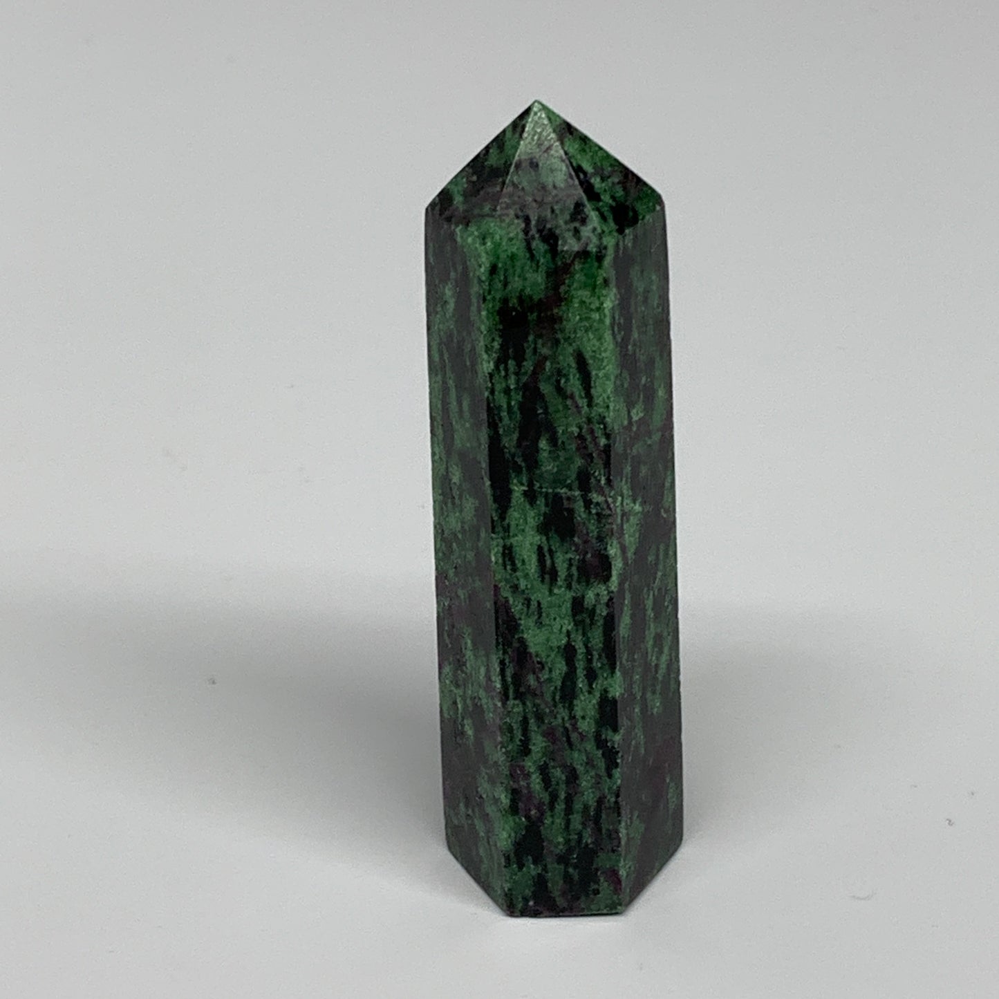 135.3g, 3.7"x1", Natural Ruby Zoisite Tower Point Obelisk @India, B31425