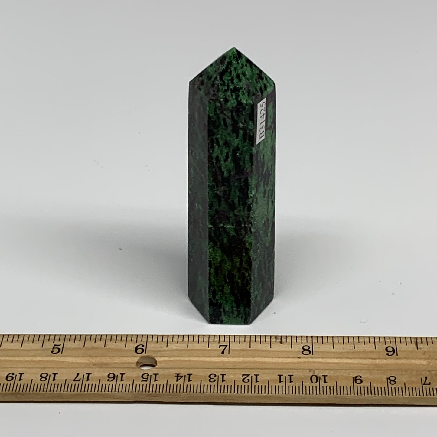 135.3g, 3.7"x1", Natural Ruby Zoisite Tower Point Obelisk @India, B31425