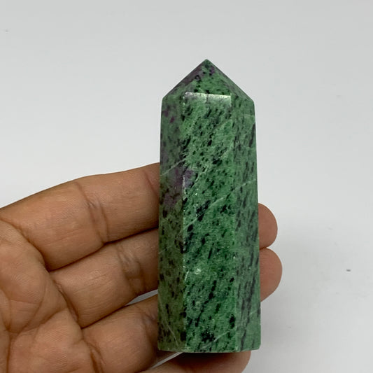 107.8g, 3.1"x0.9", Natural Ruby Zoisite Tower Point Obelisk @India, B31426