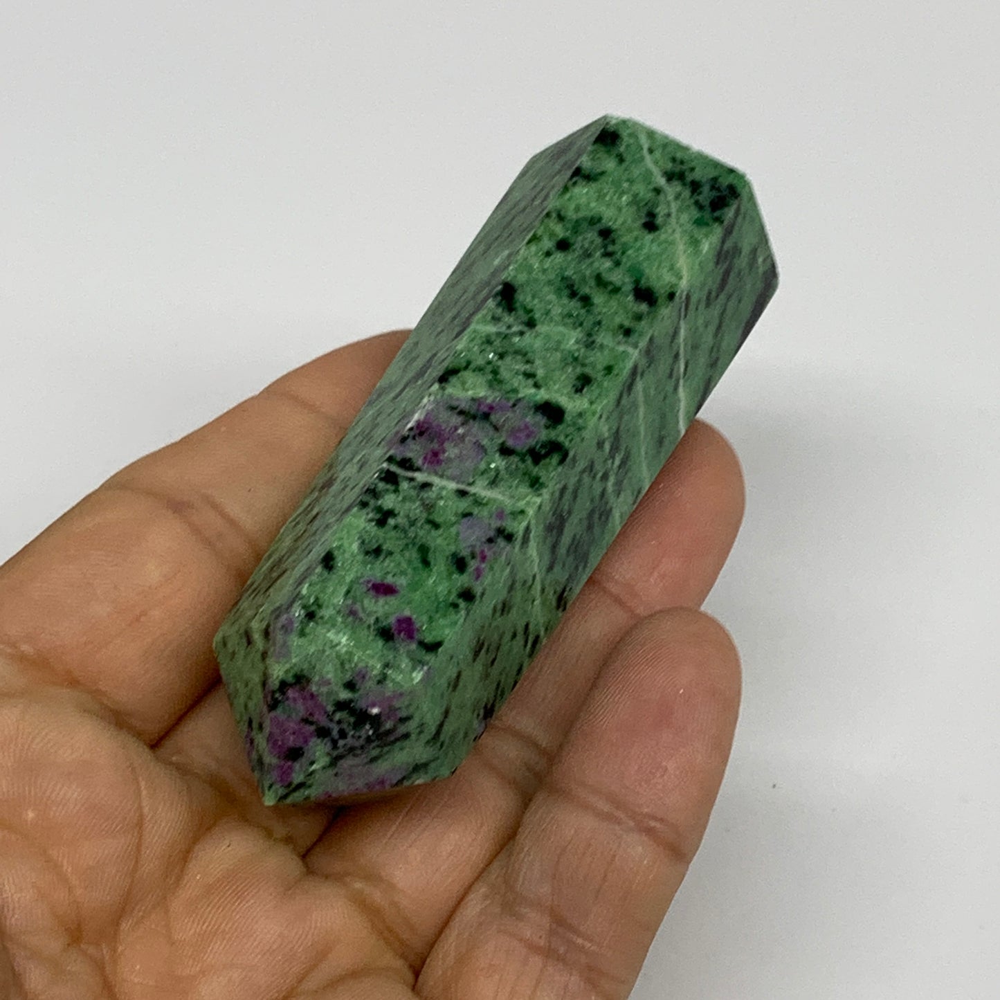 107.8g, 3.1"x0.9", Natural Ruby Zoisite Tower Point Obelisk @India, B31426
