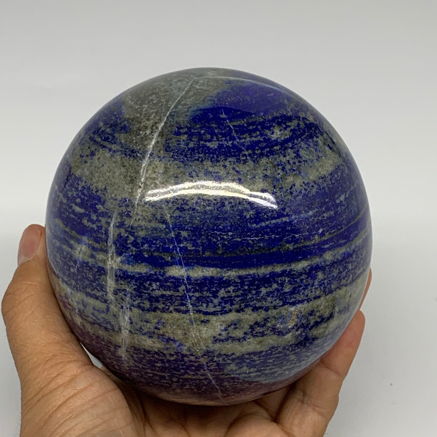 3.74 lbs,3.8"(92mm), Lapis Lazuli Sphere Ball Gemstone @Afghanistan, B27552