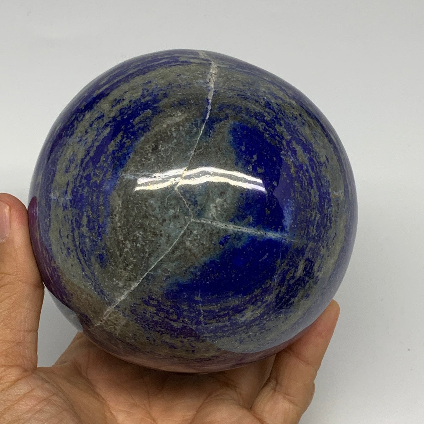 3.74 lbs,3.8"(92mm), Lapis Lazuli Sphere Ball Gemstone @Afghanistan, B27552