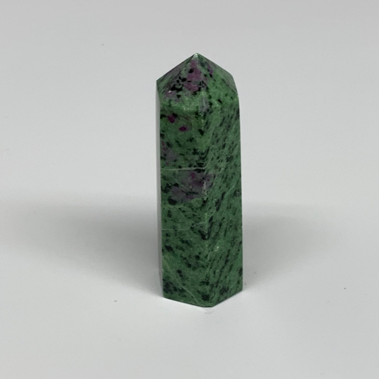107.8g, 3.1"x0.9", Natural Ruby Zoisite Tower Point Obelisk @India, B31426