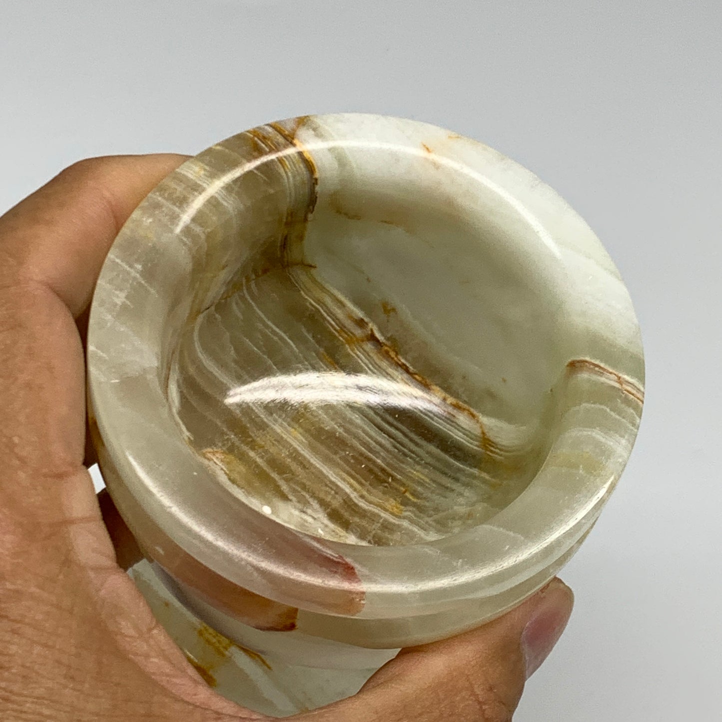 485g,  2.8"x3", Natural Green Onyx Crystal Pestle and Mortar Handmade, B32058